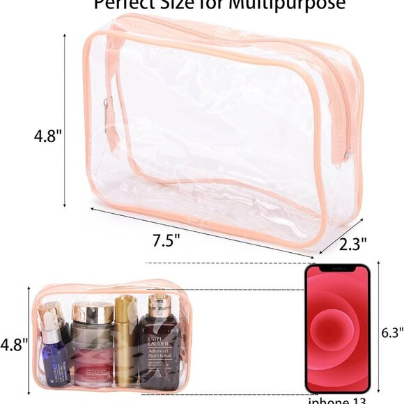 10 Pack Clear Cosmetic Bags Makeup Bags Portable Waterproof TSA Approved Travel - Picture 2 of 7